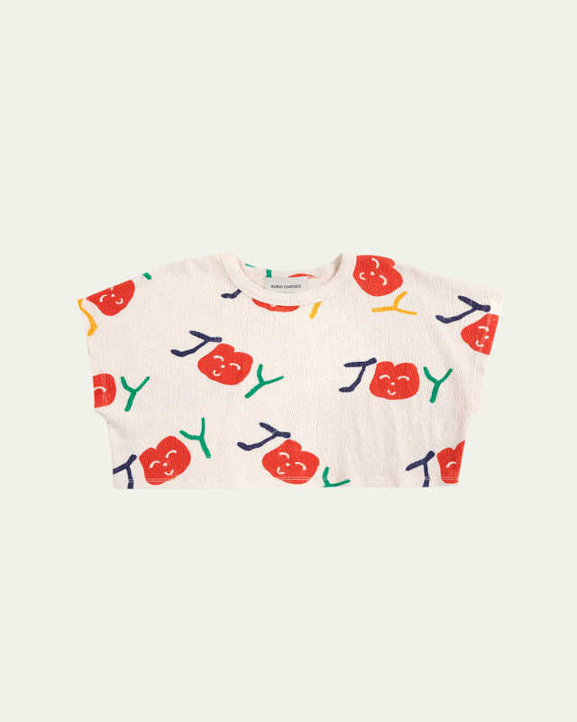 Girl's Smiling Cherry Cropped T-Shirt, Size 2-1